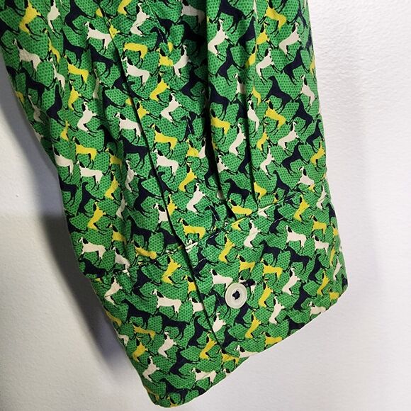 Talbots Shirt Size 14 Button Up Roll Tab Long Sleeves Equestrian Horse Green - Picture 7 of 10